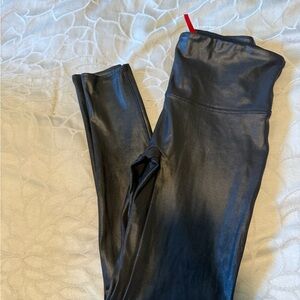 SPANX Faux Leather Petite Black Leggings